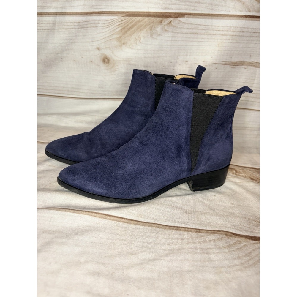 Frank And Oak Suede Chelsea‎ Boots Navy Blue Women's 7.5 EU 38